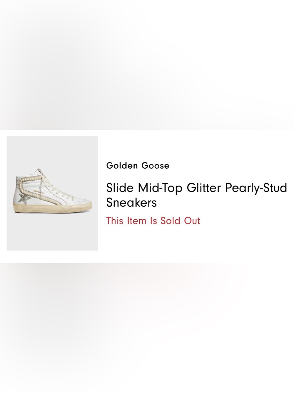 AUTHENTIC Golden Goose Slide Mid-Top Glitter Pearly-Stud Sneakers - Size 40